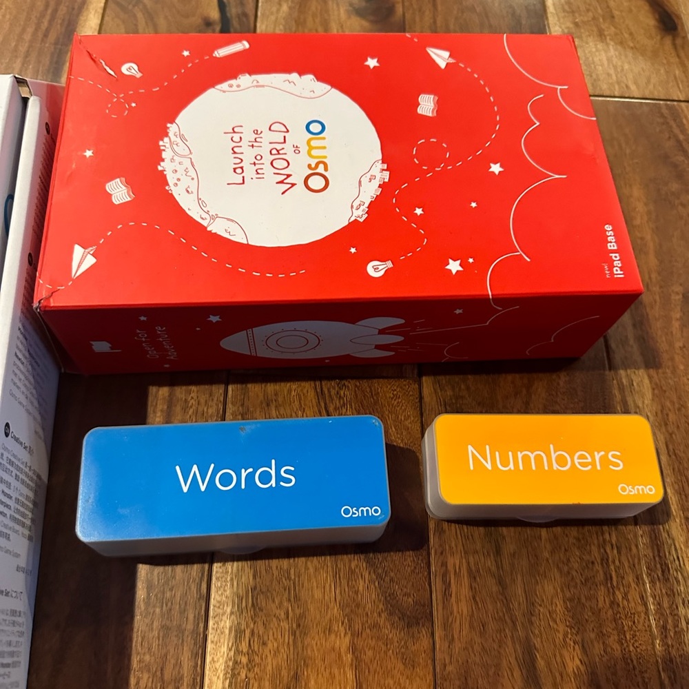 Osmo creative set with base, word tiles, and number tiles lightly used